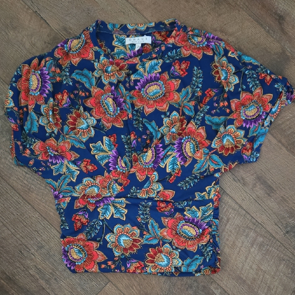 Chaus Blue Floral Blouse